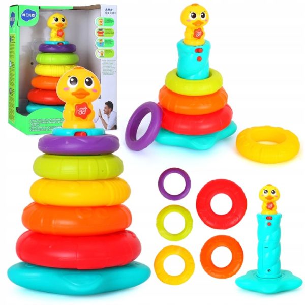 ⁦Piramida Hola Toys Petit canard arc-en-ciel à empiler⁩ - الصورة ⁦2⁩