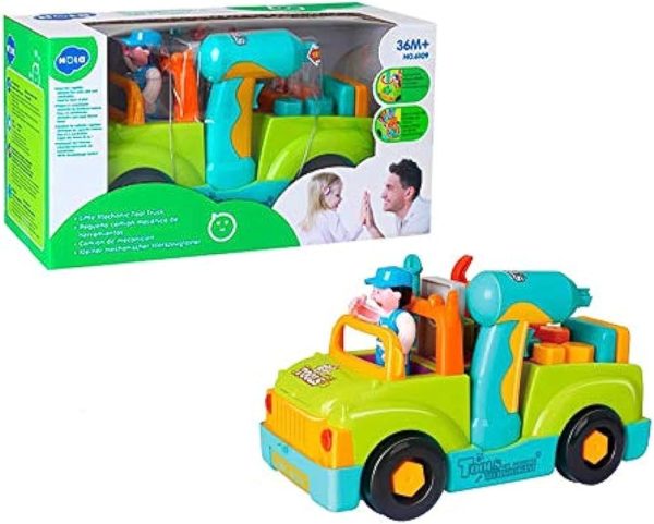 Petit camion de mécanicien – Construisez et réparez un camion de chantier avec lumières et musique – Plus de 20 pièces à retirer – pour garçons et filles