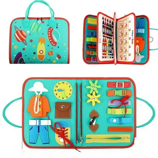 Jouets Montessori de Conseil Occupé pour les Tout-Petits Âgés de 1-3 Ans Filles et Garçons Livre Sensoriel Préscolaire Éducatif pour l'Avion – Image 4