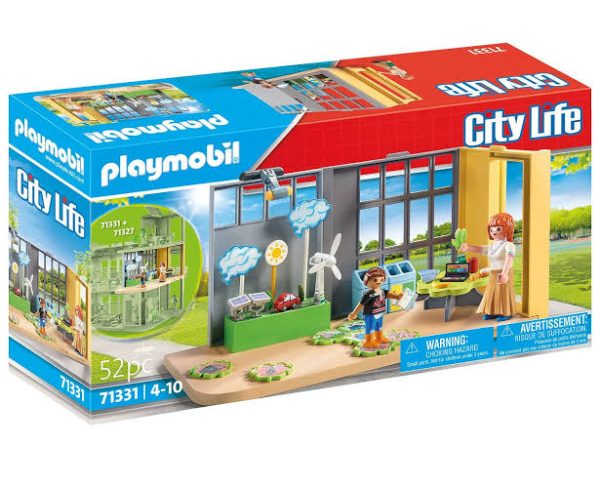 Playmobil 71331 Classe éducative sur l'écologie - City Life - avec Deux Personnages, Une Maquette Climatique, Une Table, Quatre poubelles et Un Puzzle sur la Protection du Climat - Dès 4 Ans