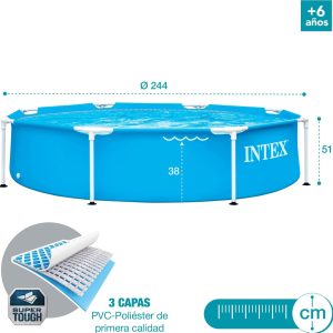 Intex 28205 Piscina Metal Frame, 244 X 51 Cm, Blu