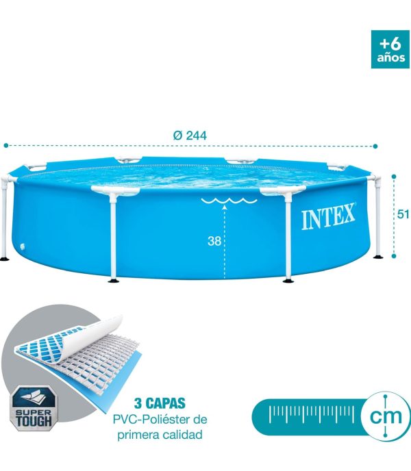 Intex 28205 Piscina Metal Frame, 244 X 51 Cm, Blu