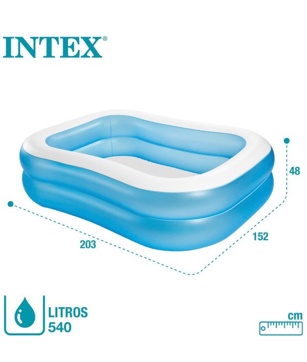 Intex 57180 Rectangular Swimming Pool, White Blue, 203 x 152 x 48 cm, I3.5 l